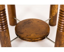 Table basse ronde en noyer 1950