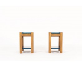 Bedside tables with drawer tinted beech and lacquer 1960 set of 2