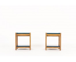 Bedside tables with drawer tinted beech and lacquer 1960 set of 2