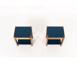 Bedside tables with drawer tinted beech and lacquer 1960 set of 2