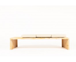 Banquette Charlotte Perriand modèle Archeboc en pin Les Arcs 1970