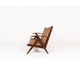 Sofa in teak and caned 1950