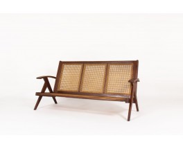Sofa in teak and caned 1950