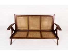 Sofa in teak and caned 1950