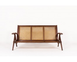 Sofa in teak and caned 1950