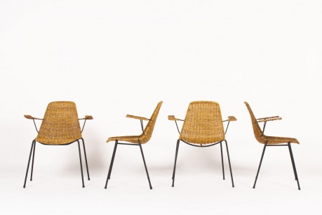 Gian Franco Legler armchairs model Basket edition Pierantonio Bonacina 1950 set of 4