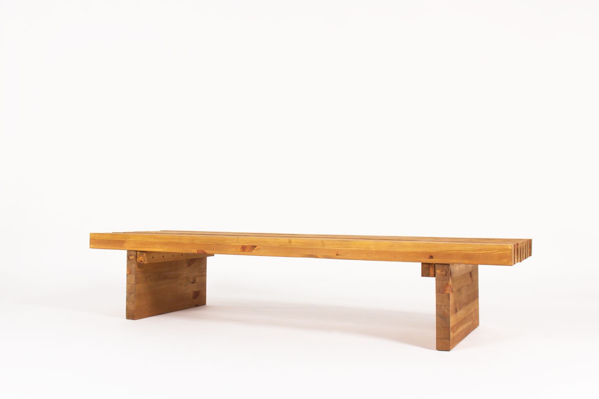 Bench with slat in tinted pine 1950