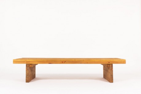 Banquette à latte en pin teinté 1950