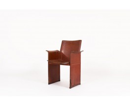 Fauteuil Tito Agnoli modèle Korium en cuir marron édition Mattéo Grassi 1970