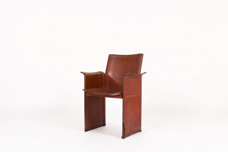 Tito Agnoli armchair model Korium in brown leather by Matteo Grassi 1970