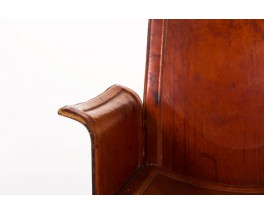 Fauteuil Tito Agnoli modèle Korium en cuir marron édition Mattéo Grassi 1970