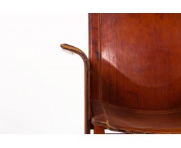 Fauteuil Tito Agnoli modèle Korium en cuir marron édition Mattéo Grassi 1970