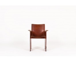 Tito Agnoli armchair model Korium in brown leather by Matteo Grassi 1970