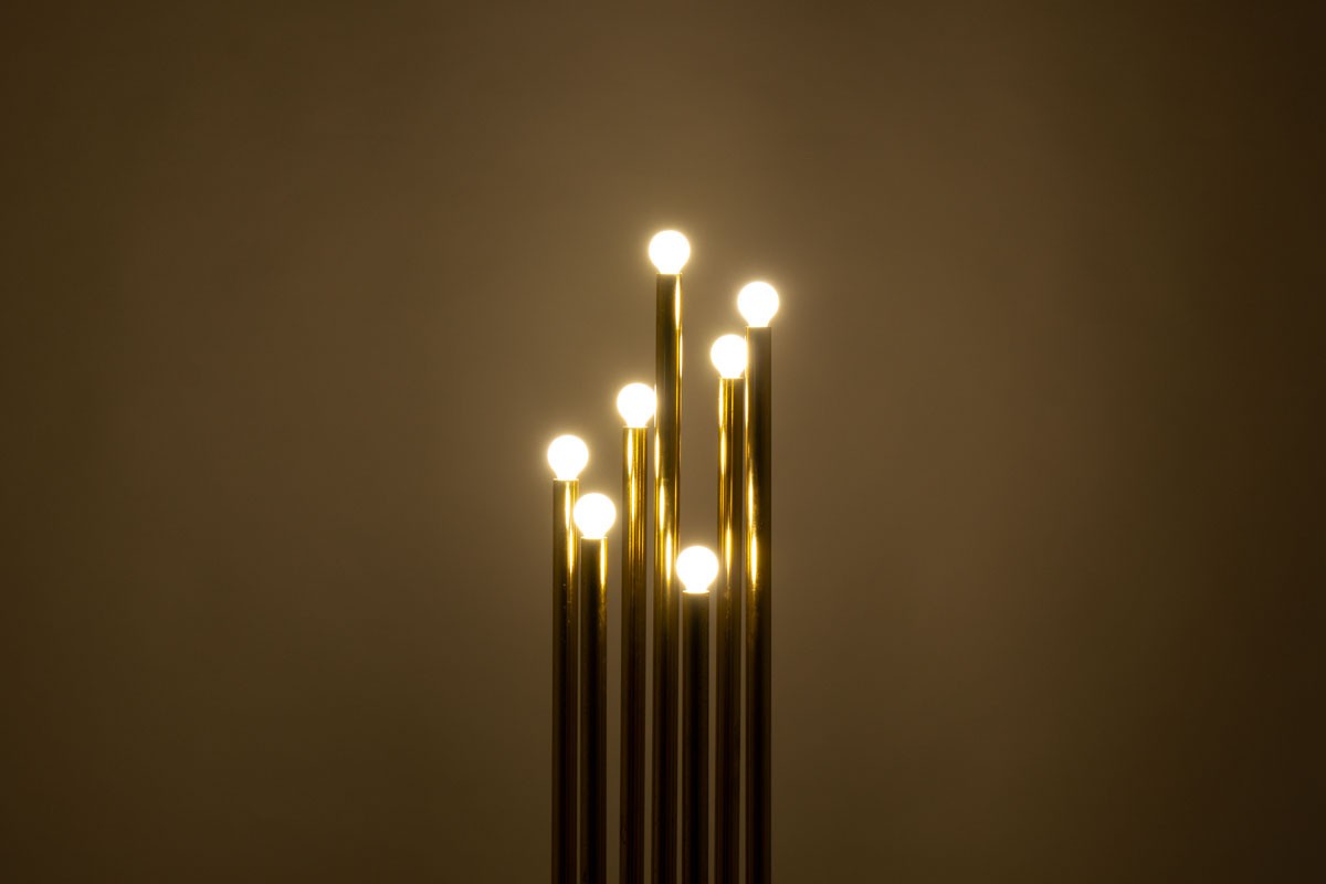 Floor lamp in brass 7 lights Italian design 1950