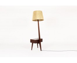 Tripod floor lamp in rosewood and rope 1950