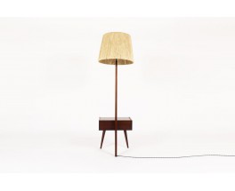 Tripod floor lamp in rosewood and rope 1950
