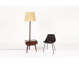 Tripod floor lamp in rosewood and rope 1950