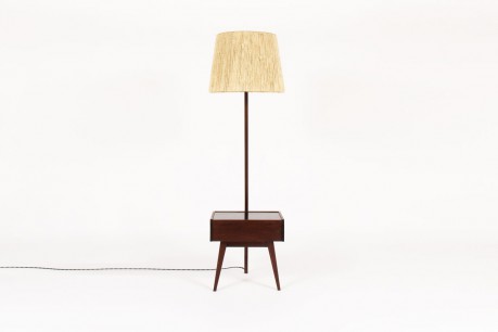 Lampadaire tripode palissandre et corde 1950