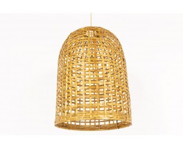 Pendant light model cylindrical in rattan 1950