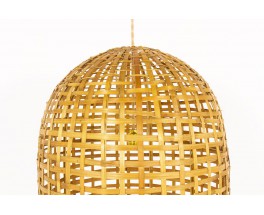 Pendant light model cylindrical in rattan 1950