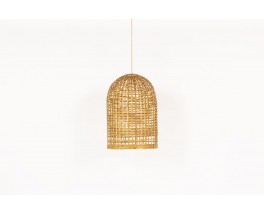 Pendant light model cylindrical in rattan 1950