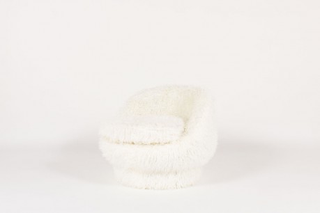 Fauteuil en poil blanc 1950