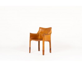 Fauteuil Mario Bellini modèle Cab cuir marron édition Cassina 1970