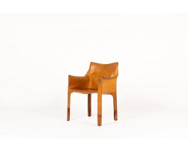 Mario Bellini armchair model Cab brown leather edition Cassina 1970