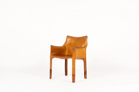 Mario Bellini armchair model Cab brown leather edition Cassina 1970