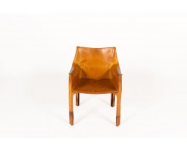 Fauteuil Mario Bellini modèle Cab cuir marron édition Cassina 1970