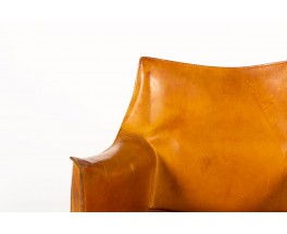 Fauteuil Mario Bellini modèle Cab cuir marron édition Cassina 1970