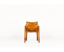 Fauteuil Mario Bellini modèle Cab cuir marron édition Cassina 1970