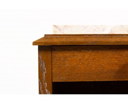 Bedside tables in white lead oak and pink marble top 1950 set of 2