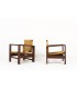 Armchairs in dark wood and rope 1950 set of 2