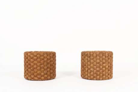 Tabourets en corde tressé 1950 set de 2