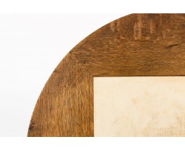 Table basse ronde Charles Dudouyt en chêne et parchemin 1930