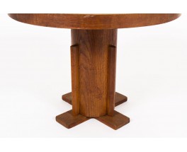 Charles Dudouyt round coffee table oak and parchment 1930