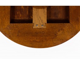 Table basse ronde Charles Dudouyt en chêne et parchemin 1930