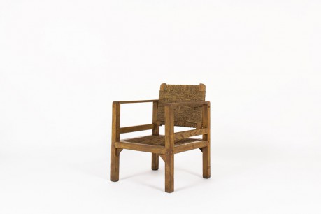 Fauteuil pin teinté et corde tressée 1950