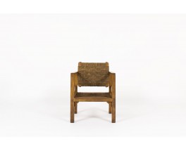 Fauteuil pin teinté et corde tressée 1950