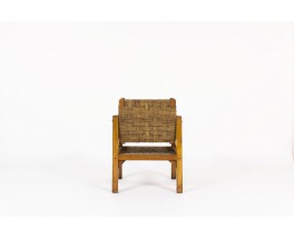 Armchair tinted pine and rope 1950