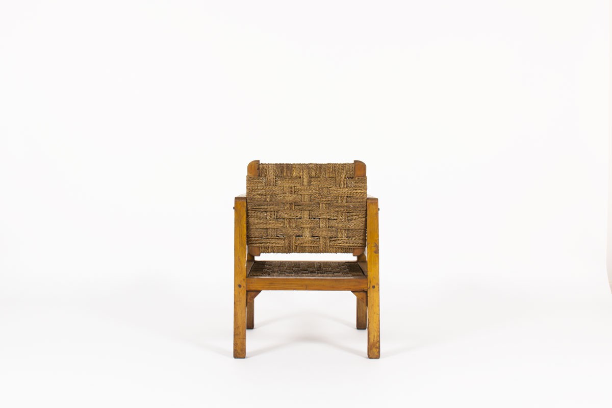 Armchair tinted pine and rope 1950