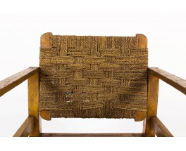 Armchair tinted pine and rope 1950