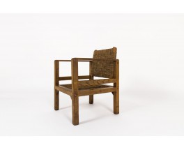 Armchair tinted pine and rope 1950