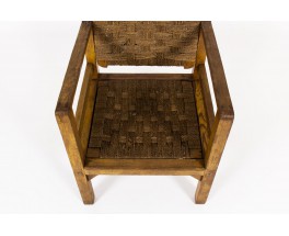 Armchair tinted pine and rope 1950