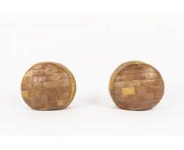 Ottomans in brown patchwork leather edition De Sede 1960 set of 2