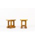 Square stools in solid elm 1960 set of 2