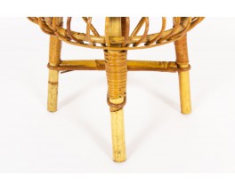 Tabourets ronds Franco Albini en osier édition Vittorio Bonacina 1960 set de 2
