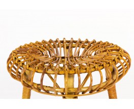 Franco Albini round stools in wicker edition Vittorio Bonacina 1960 set of 2