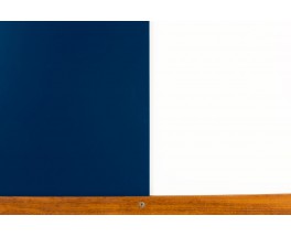 Meuble André Sornay 4 portes acajou laque blanche et bleue canard 1960